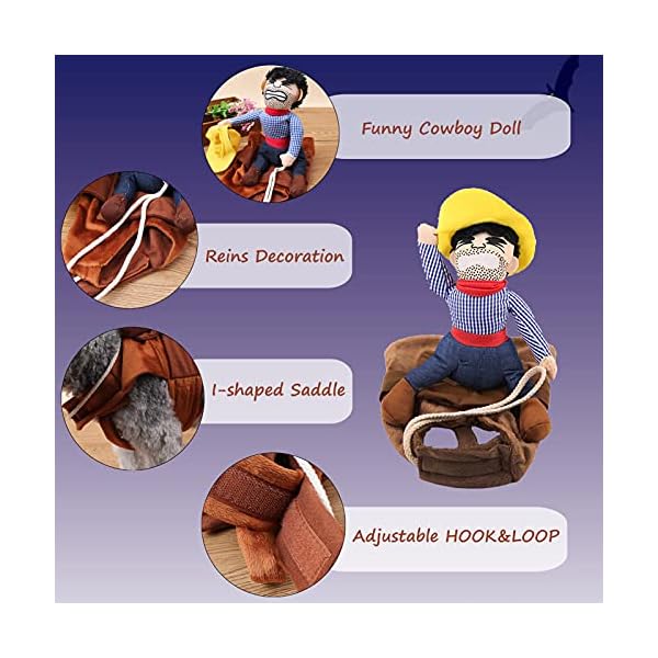 Seis pet riding costume novelty pet supplies cowboy rider horse riding designed dog apparel party dressing up clothing halloween (xxl) - image 3