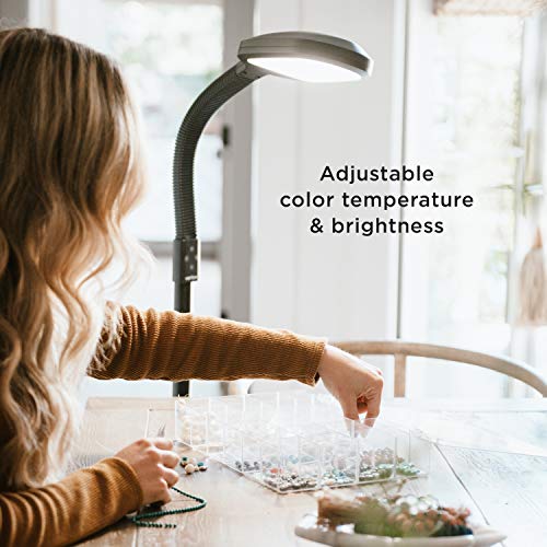 Verilux SmartLight Full Spectrum LED Modern Floor Lamp with Adjustable Brightness, Flexible Gooseneck and Easy Controls - Reduces Eye Strain and Fatigue - Ideal for Reading, Artists, Craft (Black) - Image 6