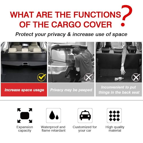 Image of Powerty Cargo Cover for 2010-2024 Toyota 4Runner Accessories, Carbon Fiber