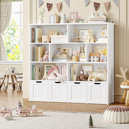 FOREHILL Mueble Almacenaje Juguetes, Mueble Juguetes Organizador, Estanteria Montessori, Estanteria Infantil, Libreria Montessori Infantil, con Ruedas, para Habitación Infantil, Salón (Blanco) - imagen 2