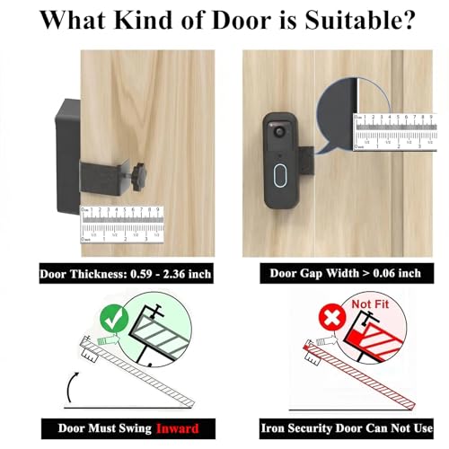 Image of Blink Doorbell Mount, Anti-Theft Blink Video Doorbell Door Mount Bracket, No Drilling, Not Block Motion Sensor, Easy to Install, Fit for Video Doorbell 2nd Gen (Black)