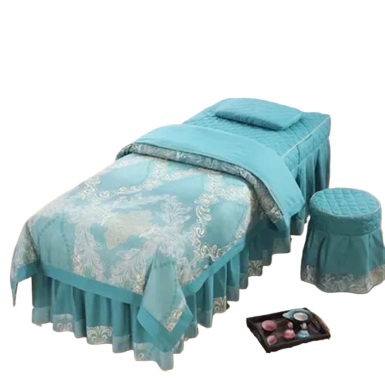 Juego de sábanas para camilla de estética azul cielo 190x80 cm con funda nórdica y almohada 4 piezas