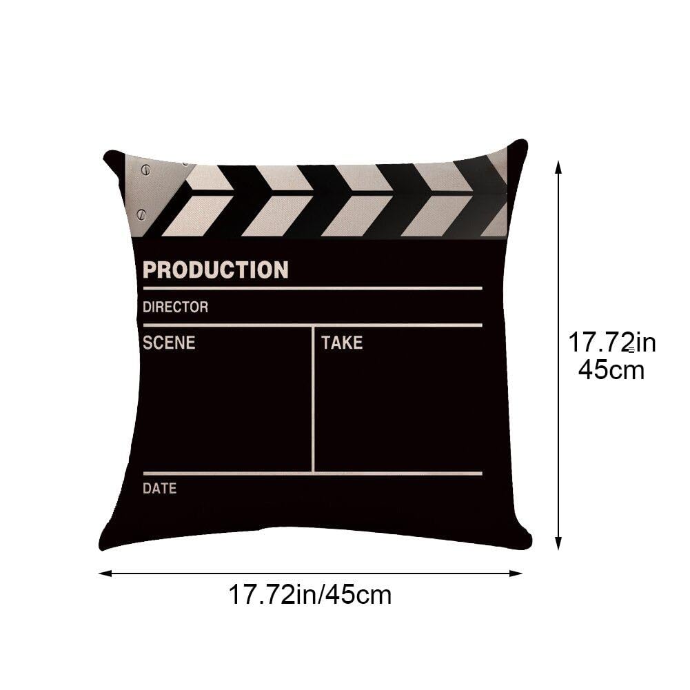 Copri Cuscino Tiro 1pc 45x45 Cm Black Bianco Vecchio Film Film Azione Clapper Board Cuscine