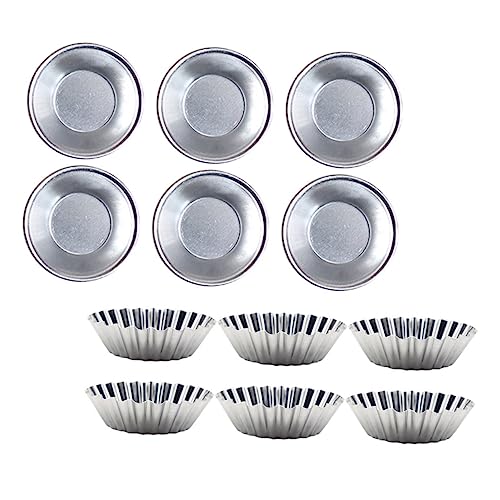 EXCEART 12個 ミニエッグタルト型 菊花形 丸形ベーキングモールド 耐久アルミ製 ノンスティック加工 お菓子作り用パイカップ ケーキ プリン