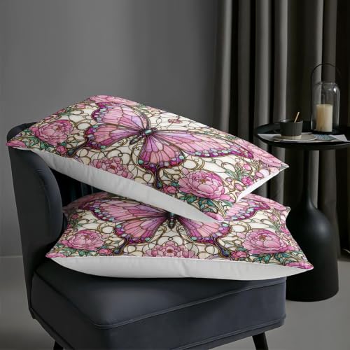 Image of AILONEN Twin Comforter Set 3 Piece, Pink Butterfly Peony Mosaic 3D Printed Bedding with 2 Pillowcases, Soft Lightweight Microfiber Romantic Decor for Compact Bedroom