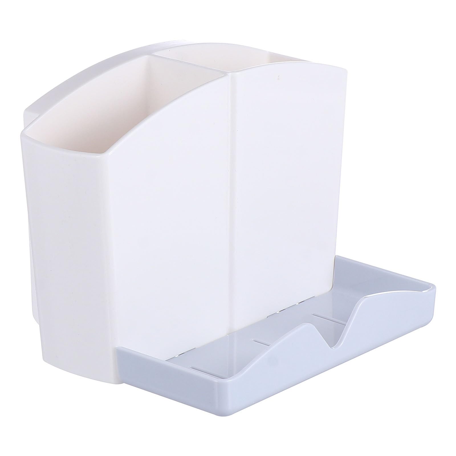 BESPORTBLE Porta Spazzolino da Denti da Parete Multifunzione in Abs senza Perforazione Scatola Porta Pettini e Portaoggetti per Bagno Fori di Drenaggio e Adesivo Resistente per