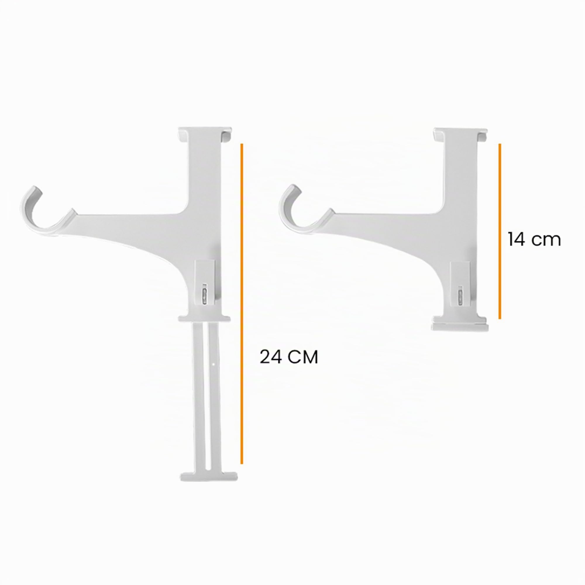 Empyr 2 Lots de 2 Supports sans Perçage - pour Tringle à Rideaux Diamètre 20 à 28 mm - Fixation Tension sans Ashésif sur Coffre de Volet Roulant - Hauteur 14 à 24 cm - Coloris Blanc - 4 Supports