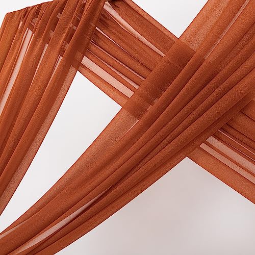 Image of MLMC Terracotta Wedding Arch Draping Fabric 2 Panels 29 inch x 20 FT Extra Long Gauze Drapes Sheer Backdrop Curtains 6.6 Yards Outdoor Drapery Panels for Wedding Ceremony Party Ceiling Decoration