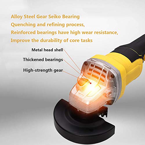 LHGXQ-Dp Der Bürstenlose Lithium Batterie-Winkelschleifer, 21-V-Hochleistungs-Handpolier- Und Schneidemaschine,Steinmetallen Entfernen Von Rost Verwendet Werden,Gelb,21V – Bild 3