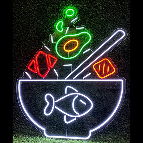 Lampe LED Néon Poke Bowl 55 cm AC0002 enseigne lumineuse intérieure pour comptoir de restaurant