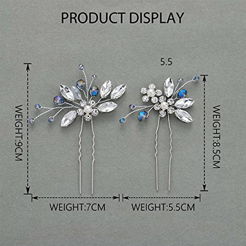 Jeairts Flower Rhinestone Hair Pins Pearl Bridal Hair Pieces Headwear Blue Beads Wedding Headpiece Hair Dress Crystal Hair Accessories For Brides And Bridesmaids #TOP5