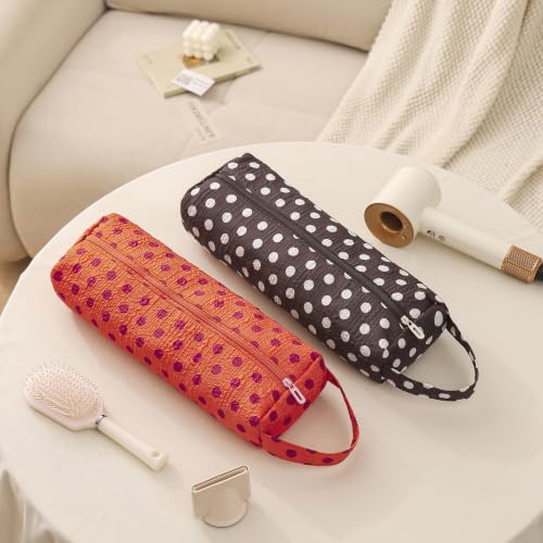 Image of RSRSLEII Polka Dot Hair Tools Travel Bag,Hair Styling Accessories Storage Case for Shark FlexStyle,Dyson Airwrap Hair Dryer,Curling Iron,Straightener,Revlon Hair Tools,Portable&Foldable(24Orange)