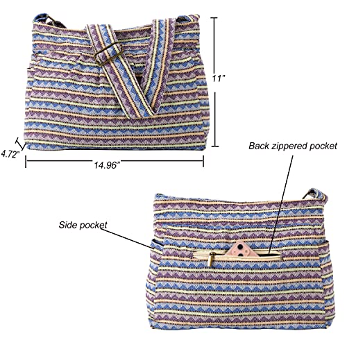 Image of Casual Large Durable Fabric CrossBody Hobo Shoulder Messenger Travel Purse Wallet Handbag Tote Bag