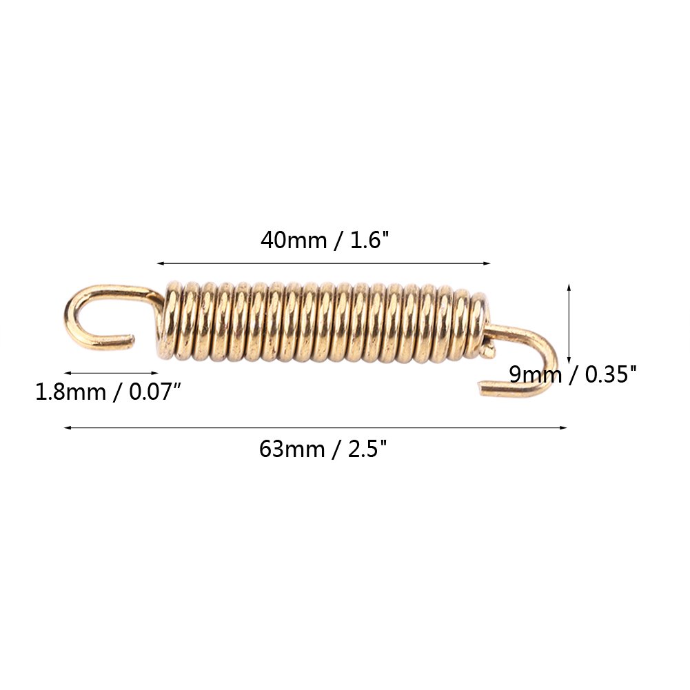 Qiilu Gancio di scarico a molla, QL04341 6 pezzi in acciaio inox silenziatore tubo di scarico ganci a molla per moto motorino atv(Gold)