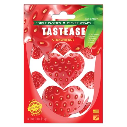 Tastease - Heart Shaped Edible Pasties in Strawberry Candy by Pastease - 13 Piece Set - Fun for A Special Occassion or Everyday - Dimensions 2' x 2' Coverage 1 Inches