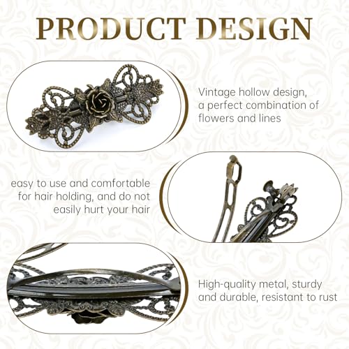 inSowni 8 Piezas Pinzas para el Cabello en Metal Bronce Vintage con Diseño de Hojas y Flores miniatura 3