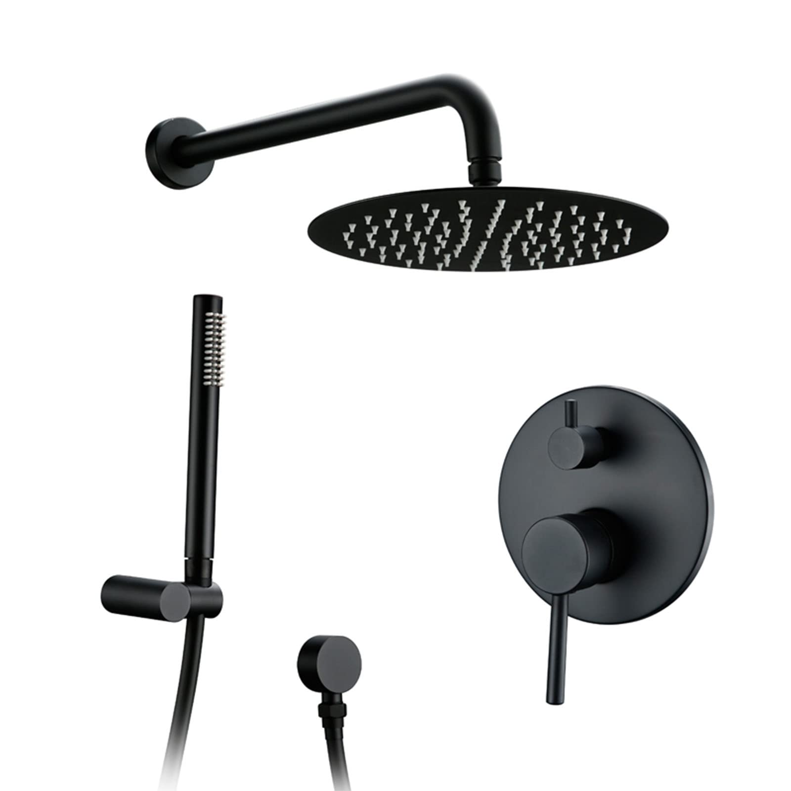 Système de douche noir mural équipé d'un kit de garniture complet