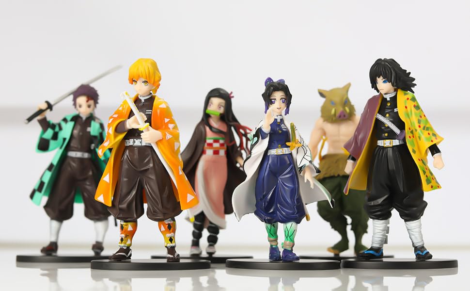 Image of Mini Action Figures, Multiple Character Collectible Set, Car Dashboard, Decoration and Cake Topper Toys for Fans 5-15 cm (Demon Slayer Big Size, 6 Pcs Set)