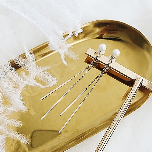 Preisvergleich Produktbild HGHJ Super Fee Temperament Nachahmung Perle Kissen Ohrclip Ohne Ohrringe Persönlichkeit Koreanische Quaste Ohrring Minimalistischen Brieftasche Ohrclip Ohne Nägel,Silber,Einheitsgröße