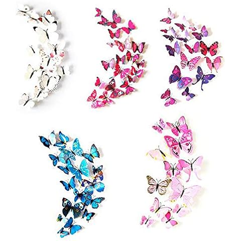 NEPAK 120Pcs 3D Simulación Mariposa Adhesivo de Pared Cover