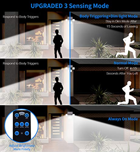 Solar Motion Sensor Lights 90 LEDs Solar Flood Lights with 3 Modes Solar Lights Outdoor 3 Heads Adjustable Motion Sensor Wireless IP68 Waterproof 360 Degree Rotatable