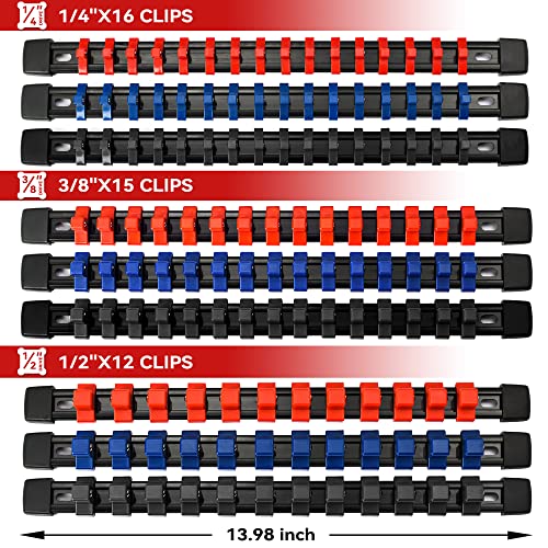 image for ALOANES 9 PC ABS Socket Organizer, 1/2 inch, 3/8 inchand1/4 inch Drive