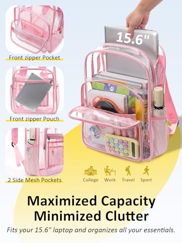 Image of Clear Backpack for School, Heavy Duty Clear Bookbag With a TSA Lock | 18 inch large clear bag, Durable PVC, For boys /girls /men /women /teens /adult, Ideal for work /sport /travel /daily life