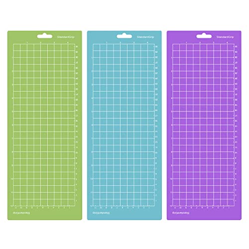 3 Stück Weihnachten Schneidematte für Cricut Joy 12 X 4,5 Zoll Standard Light Strong Griff Vinyl Ersatzkleber Klebrige Schneidematte für das Handwerkliche Grün Blua Purpur Cover