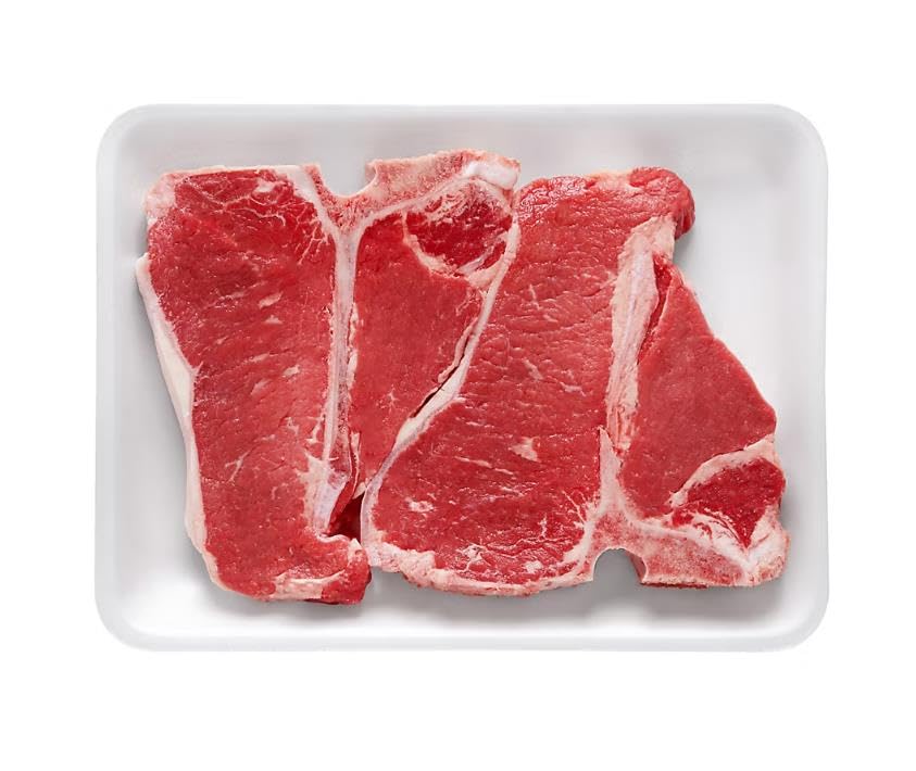 Beef Porterhouse Steak Bone In , These cuts are USDA choice cut certified and guaranteed fresh. Primary difference between porterhouse and T-bone steak is tenderloin size is larger in porterhouse. Two steaks per package. [ 40 oz , 2.5 lb ]