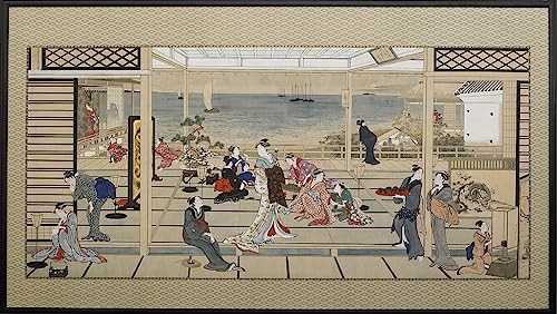 Impression d'art réjouissances au clair de lune poésie japonaise Utamaro