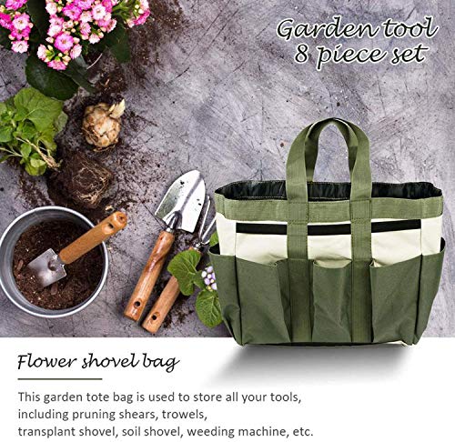 Garden Tool Bag,Oxford Cloth Garden Tote Garden Tool Storage Box Home Lawn Yard Flower Shovel Bag with 8 Pockets and Handles Organizer Tool Bag