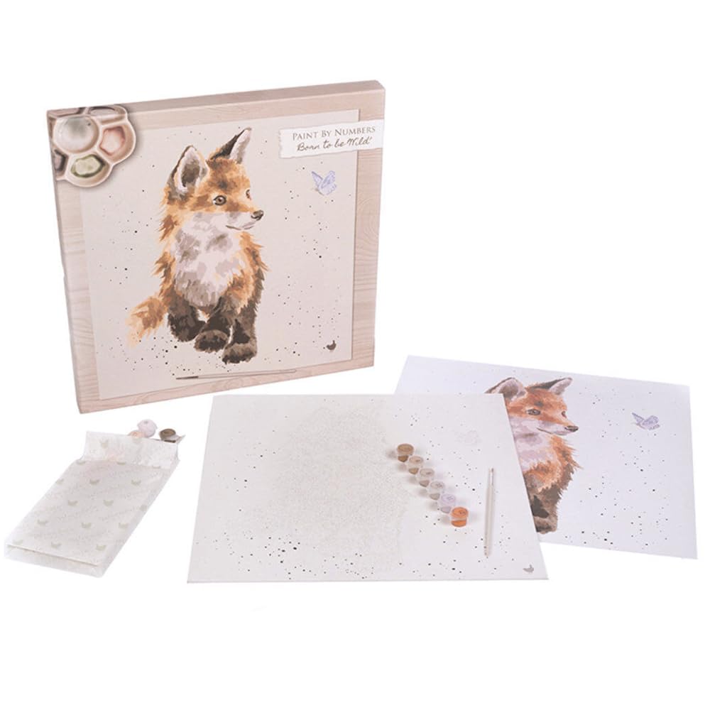 Wrendale Designs 'Born to be Wild' Fox Paint by Numbers Kit - 40 x 40cm - Acrylic Paints & Brushes Included