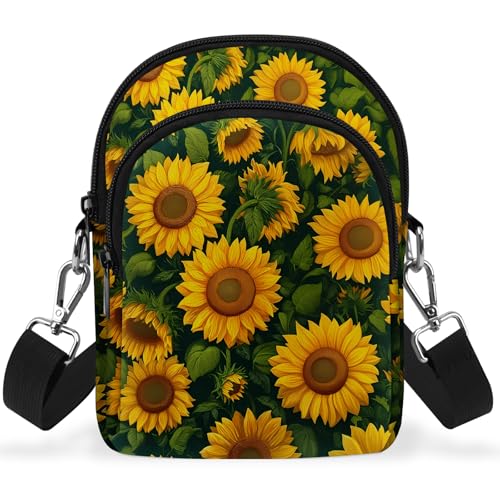 Yamegoun Sunflower Small Crossbody Bag for Women Lightweight Cell Phone Purse with Adjustable Strap for Daily Travel Shopping Casual Outdoor