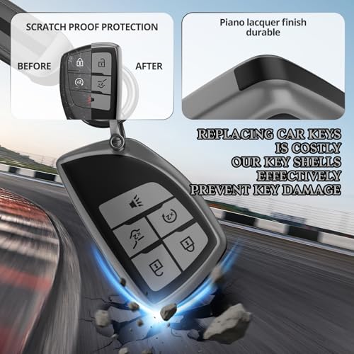 Image of For Chevy /GMC Key Fob Cover Accessories, Matte TPU Material, With a Cute Leather Keychain, for Silverado Sierra Tahoe Suburban Equinox Traverse Yukon Denali Terrain Acadia