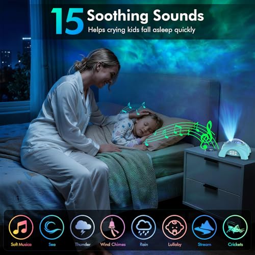 Image of Rossetta Dual Lens Galaxy Star Aurora Projector Night Light for Bedroom | 58 Light Effects, White Noise, Bluetooth Speaker, Music Sync, Remote Control, Timer, Room Decor Gift for Kids Adults Teens