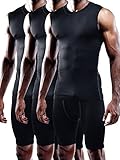 Neleus Men's 3 Pack Compression Wear Sport Athletic Sleeveless Tank Top,02,Black,M,Tag L