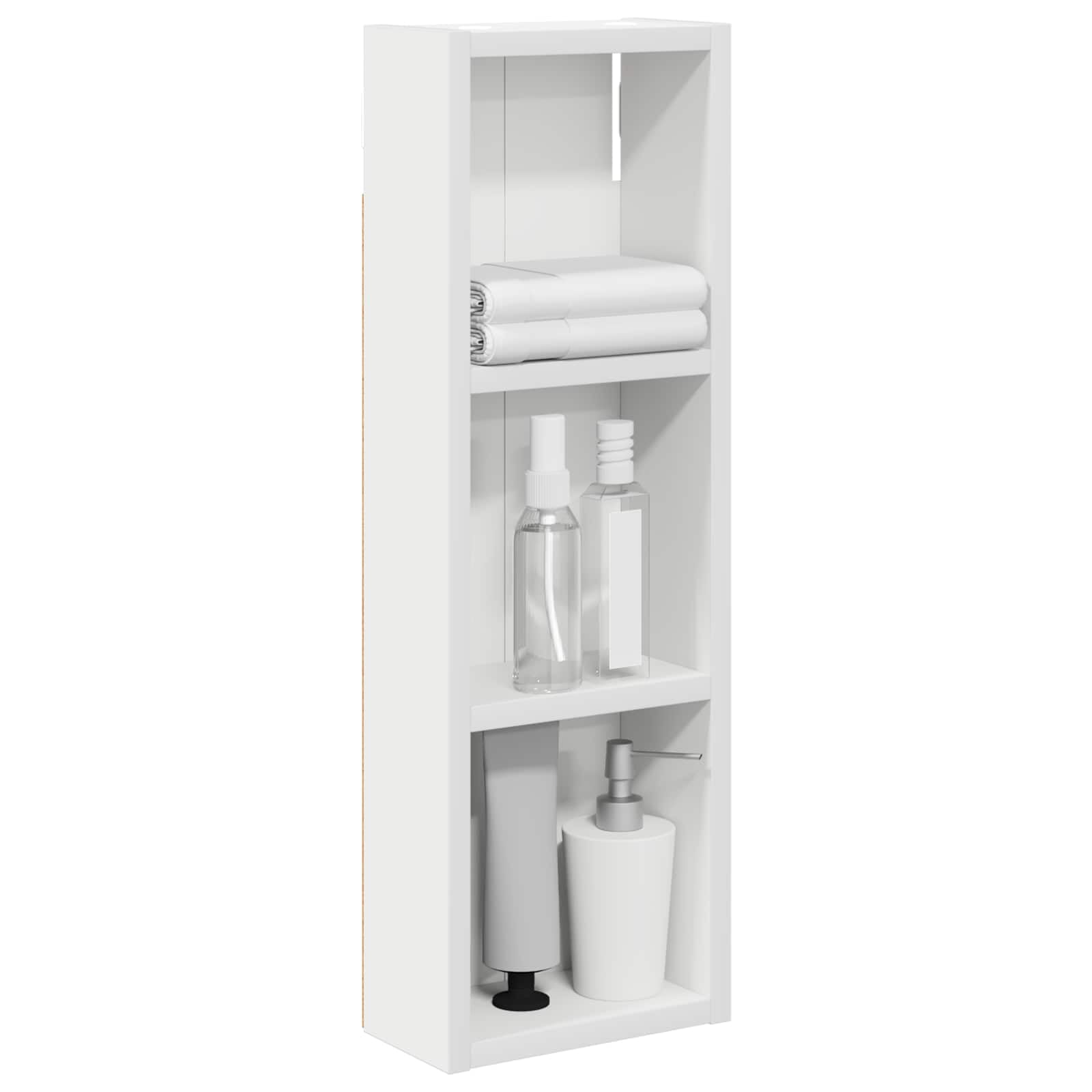vidaXL Bathroom Wall Cabinet White 20 x 10 x 60.5 cm Engineered wood, Modern Bathroom Cabinet, Rectangular Shelf, Functional Storage, Space Saving Solution, Contemporary Home Decor, Elegant Design