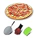 Timumstyle Rozpieszczony kamień do pizzy szefa kuchni do piekarnika i grilla, 33 cm trwały i bezpieczny kamień do pieczenia, odporny na wstrząsy termiczny kamień do gotowania z metalową łopatką do pizzy, 45 cm rękawica do piekarnika i skrobaczka