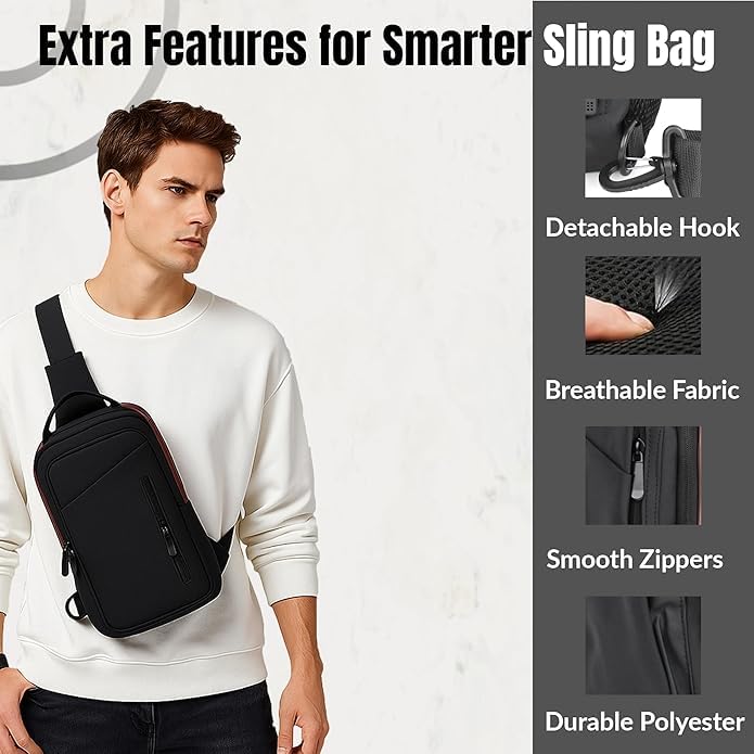 Image of Handcuffs Unisex Crossbody Sling Bag Waterproof Polyester Slim Chest Backpack Men's Shoulder Bag Leisure Travel Handbag Hard Shell Anti-Theft Chest Bag