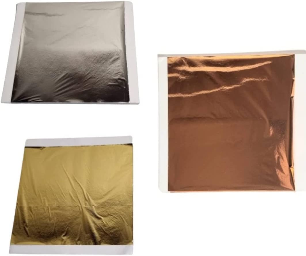 FGLC 300 8X8CM Gold Silver Copper Leaf Foil Sheets for Crafts Resin, Scrapbooking, Gilding, Framing, Nail Art, Craft Supplies, Gold Leaf Sheet's