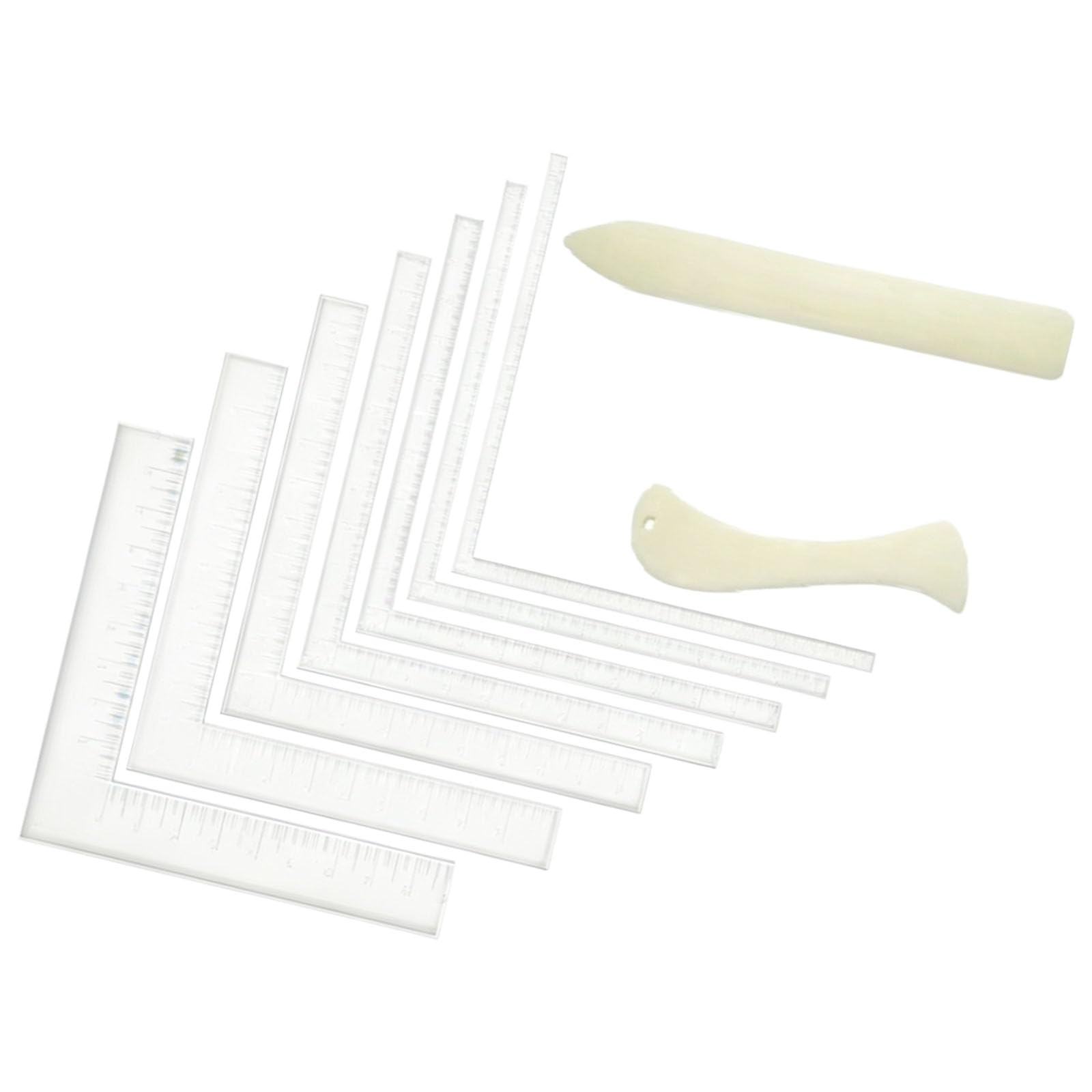 Kelisdi 0.8 Thick Clear Acrylic Alignment Ruler And 90 Degree Corner Squares Set Card Making Supplies With Paper Scoring Tool For Scrapbooking And Layout Lines