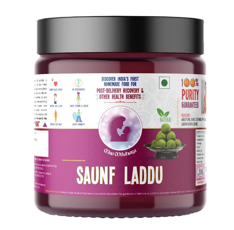 Image of Maa Mitahara Post Pregnancy Laddu with Saunf | Traditional Gond Laddu for New Mothers | Digestive & Lactation Support | Handmade Ayurvedic Postpartum Snack (300g, Sauf)