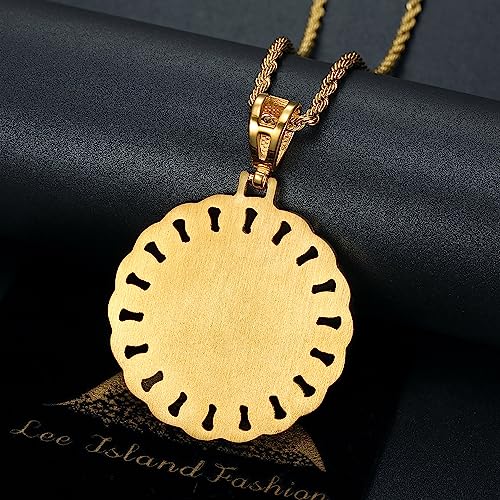 NEGS 18K Gold Plated Roaring Lion Head With Green Red Eyes Pendant Punk Rock Stainless Steel Necklace, 24 Inch Chain For Men Hip Hop Animal Jewelry-I'm the King4