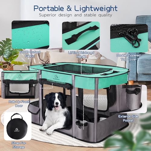 Romantic Bear IV07820 Dog Playpen,Pet Playpen,Foldable Dog Cat Playpens,Portable Exercise Kennel Tent Crate,Water-Resistant Breathable Shade Cover thumb #7