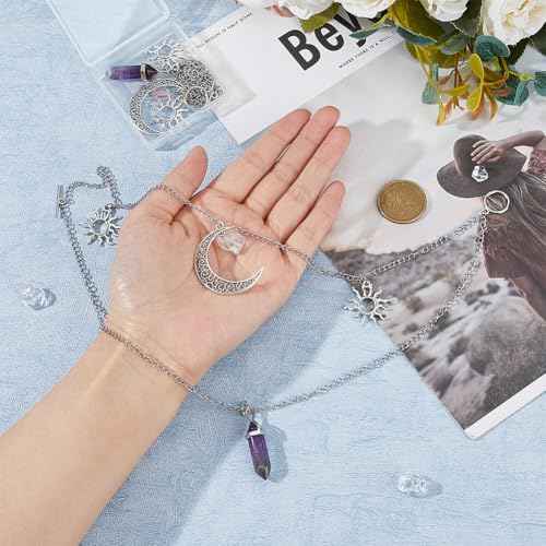SUPERFINDINGS 2 Pack Decorative Curtain Holdbacks Alloy Pendant Curtain Tiebacks Clips with Toggle Clasps Moon and Amethyst Window Drapery Tiebacks for Bedroom Drawing - Image 3