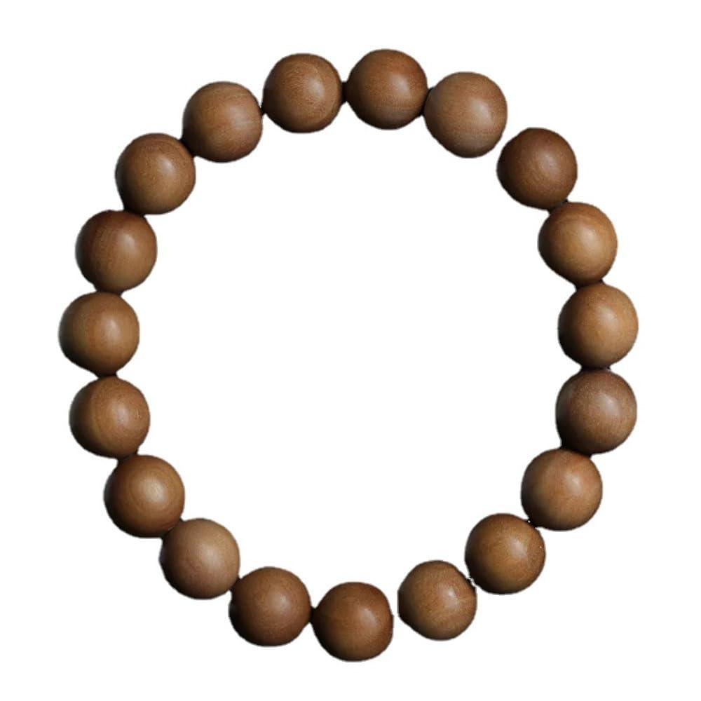 Braccialetto con perline di Buddha in legno di sandalo, 10 mm, con nome intagliato naturale, senza pietre preziose