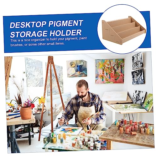 Image of Milisten Acrylic Paint Rack Organizer with Brush Holder and Ink Bottle Storage Multi-Layer Compact Craft Stand for Desktop Art Supplies 12.20X6.69X5.11 Inch Home Office