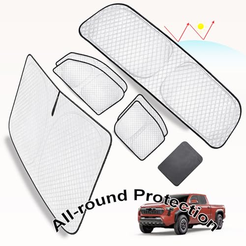 Image of KMF Full Window Sun Shade Custom Fit for Toyota Tacoma 2024 Accessories, Privacy Car Window Covers for Windshield & Rear, UV Block and Blackout for Camping /Baby