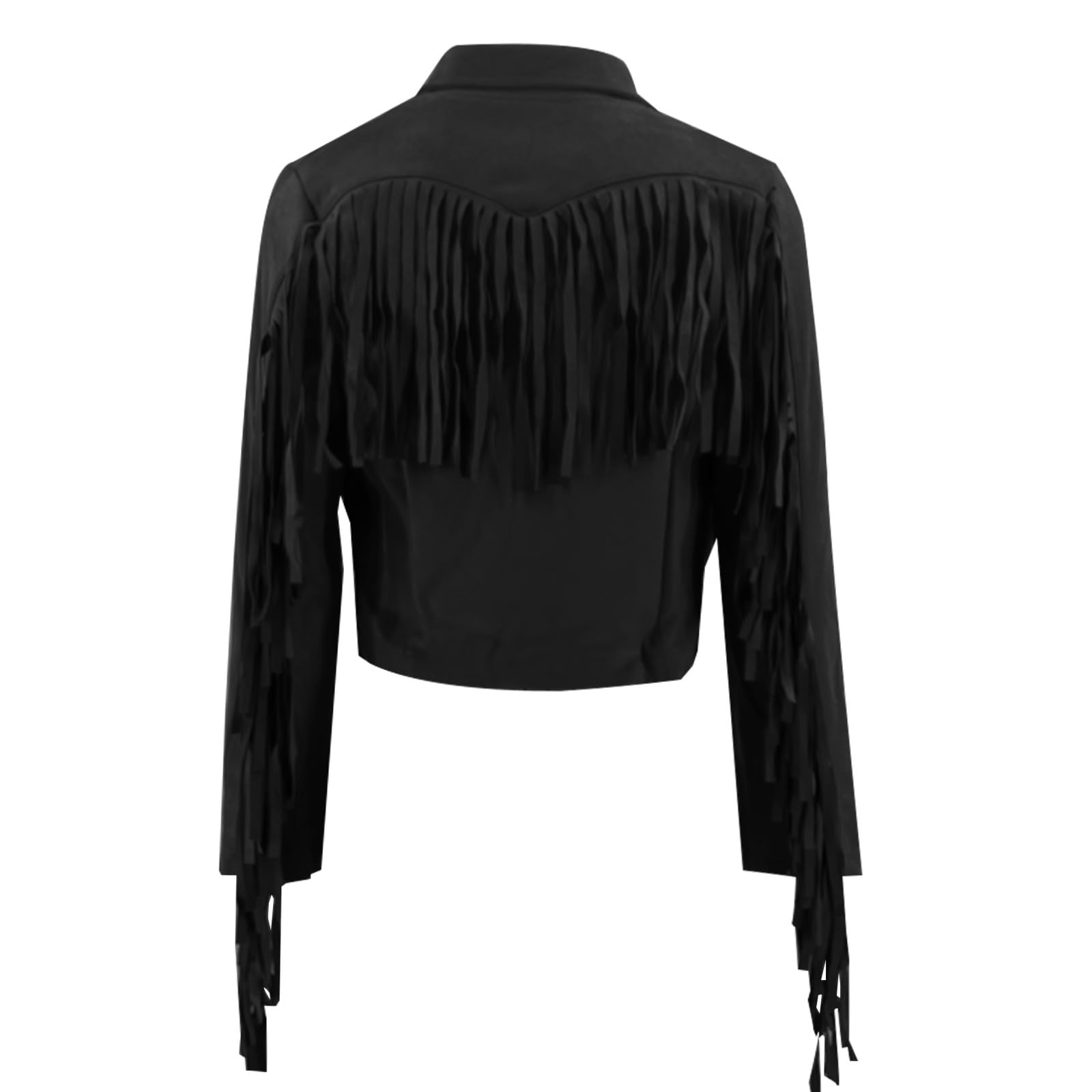 Giacca in pelle da donna, con frange, nappa, costume tradizionale cowgirls, cappotto western a maniche lunghe, giacca da motociclista