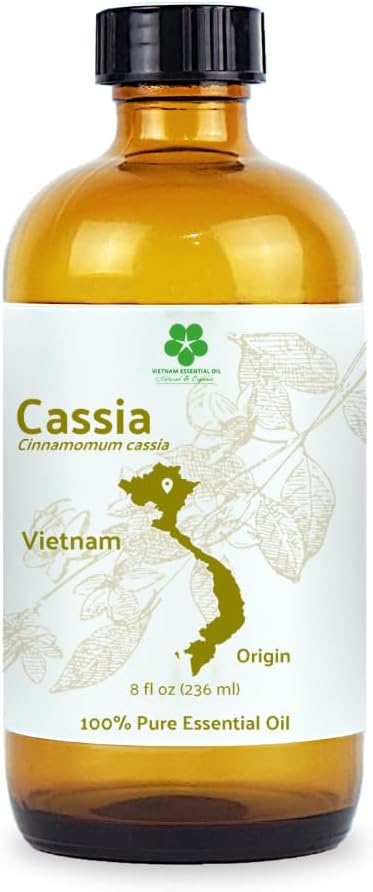 Cassia Essential Oil - Direct from Vietnamese Mountain Farms - Steam Distilled - Aceite de Casia for Aromatherapy, Massage, Diffuser, DIY Candle and Soap Making - 15ml